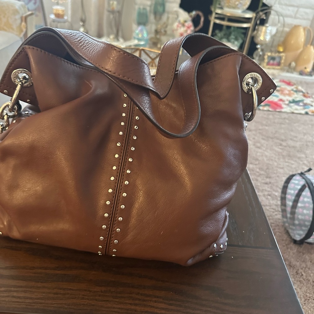 Michael Kors Brown Studded Shoulder Bag